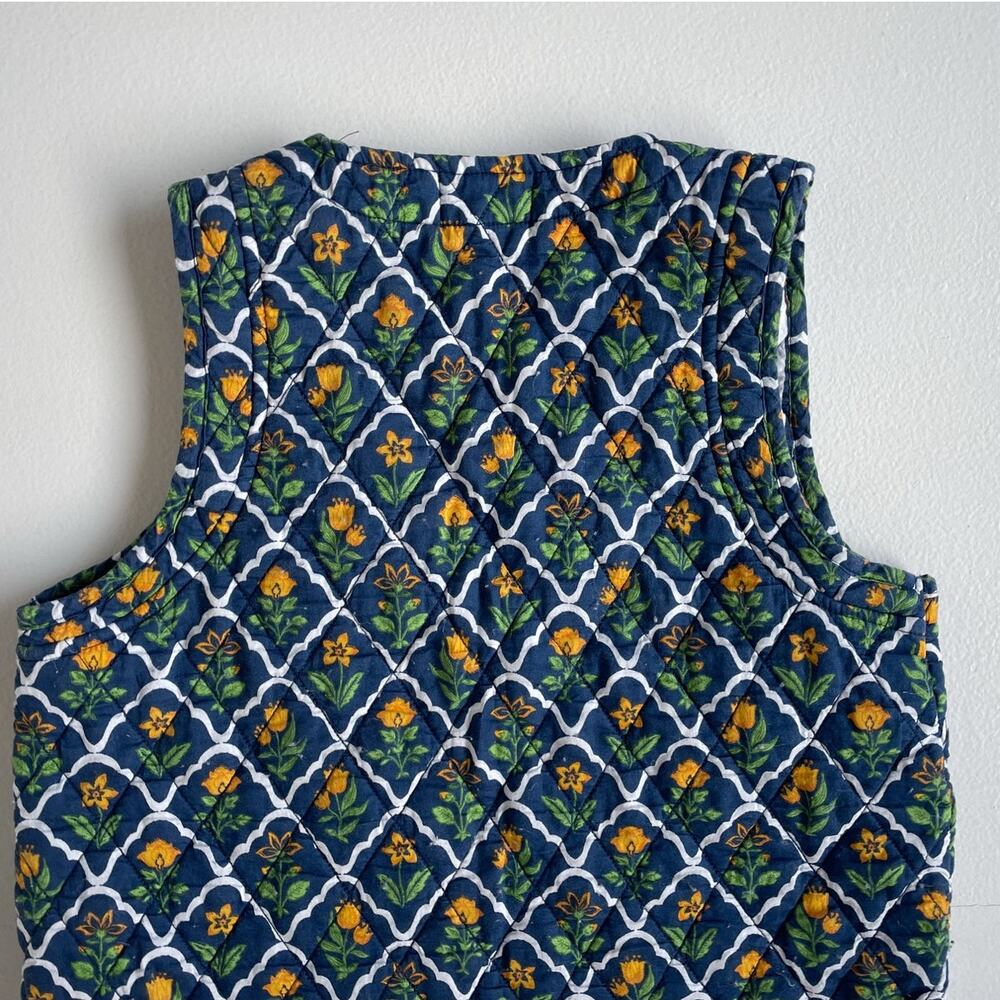 JAPNA Quilted Floral Indian Cotton Open Vest / Sz M / Boho Retro Hippie - Picture 7 of 10